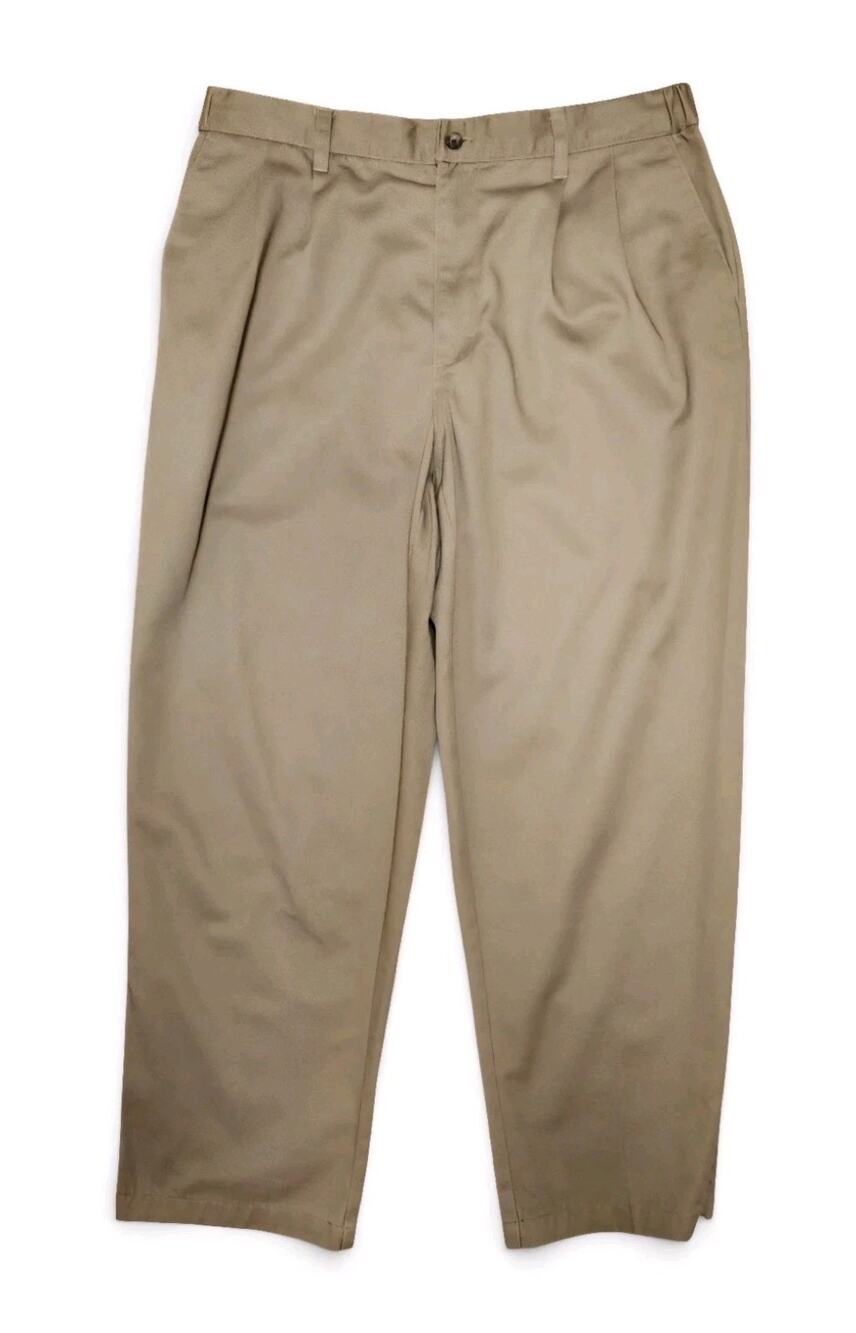 Basic Editions Men's Beige Khaki Business Casual Wear Pants Size 36x30 Slacks